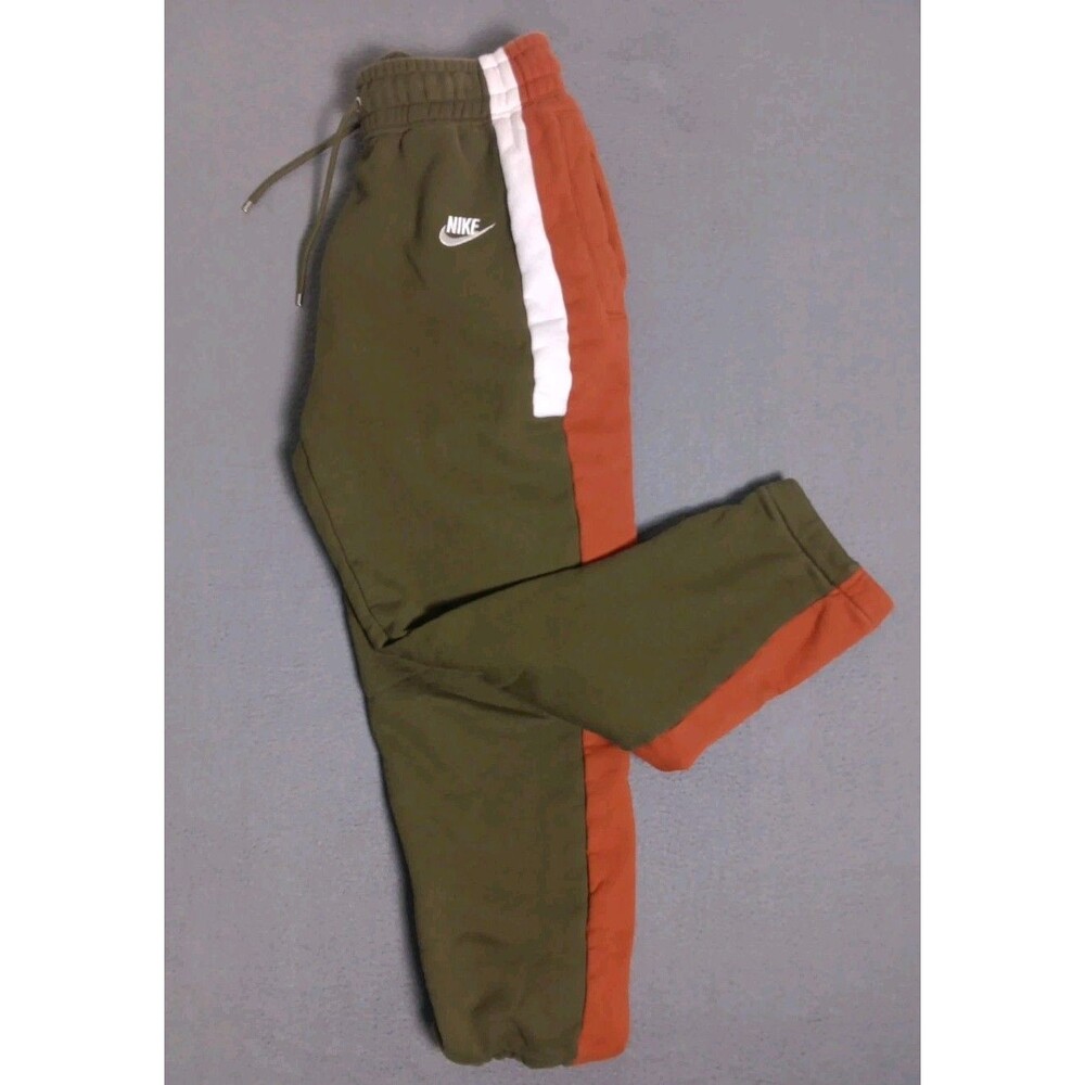 Mens Nike Re-Issue Fleece Sweatpants (AQ2100-395) Orange Green White - Small